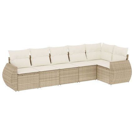 Soffgrupp för trädgården med dynor 6 delar beige konstrotting
