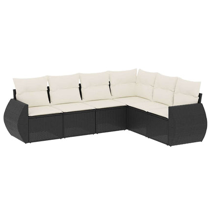 Loungegrupp med dynor 6 delar svart konstrotting