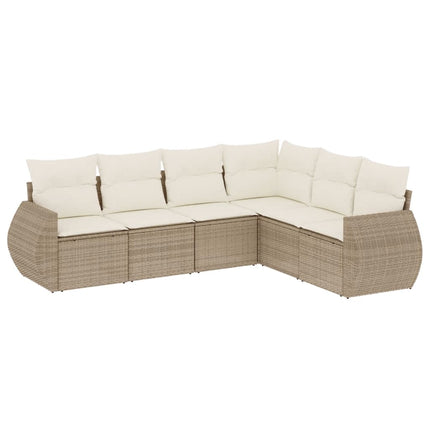 Soffgrupp för trädgården med dynor 6 delar beige konstrotting