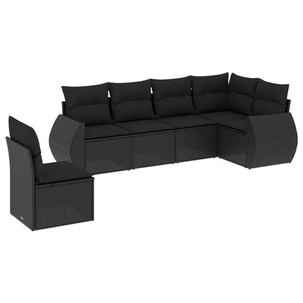 Loungegrupp med dynor 6 delar svart konstrotting