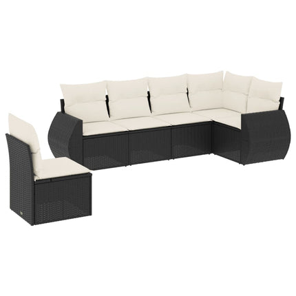 Loungegrupp med dynor 6 delar svart konstrotting