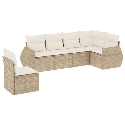 Soffgrupp för trädgården med dynor 6 delar beige konstrotting