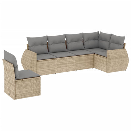Soffgrupp för trädgården med dynor 6 delar beige konstrotting