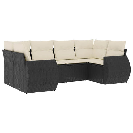 Loungegrupp med dynor 6 delar svart konstrotting