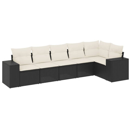 Loungegrupp med dynor 6 delar svart konstrotting