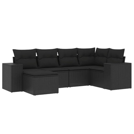 Loungegrupp med dynor 6 delar svart konstrotting