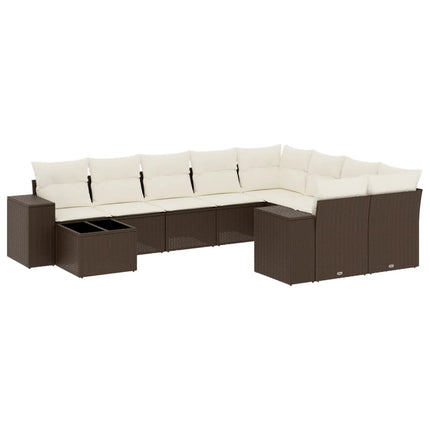 Loungegrupp 10 delar med brun dynor konstrotting