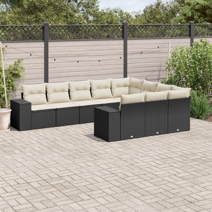 Loungegrupp 10 delar med svarta dynor konstrotting