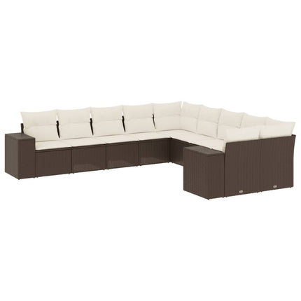 Loungegrupp 10 delar med brun dynor konstrotting