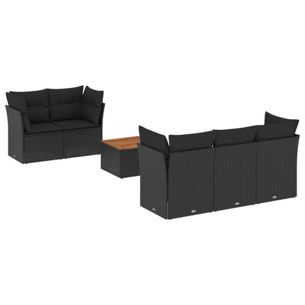 Loungegrupp med dynor 6 delar svart konstrotting
