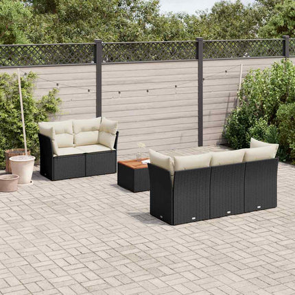 Loungegrupp med dynor 6 delar svart konstrotting