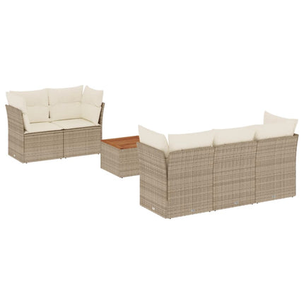 Soffgrupp för trädgården med dynor 6 delar beige konstrotting