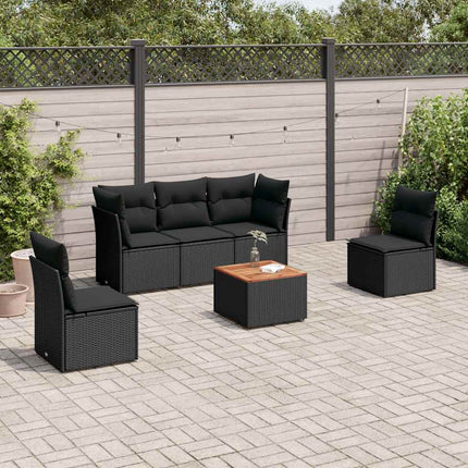 Loungegrupp med dynor 6 delar svart konstrotting