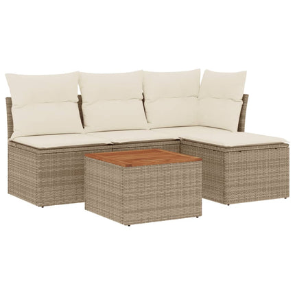 Soffgrupp för trädgården med dynor 5 delar beige konstrotting