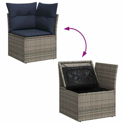 5 delar trädgårdssoffgrupp med dynor grå polyrotting