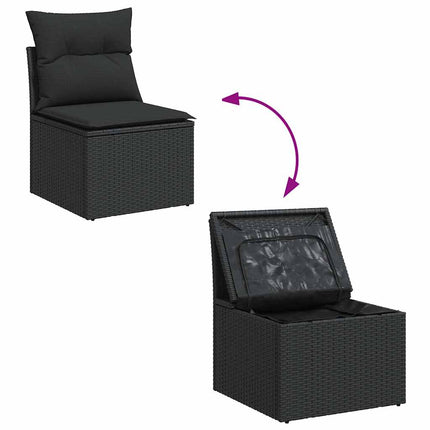 Loungegrupp med dynor 6 delar svart konstrotting