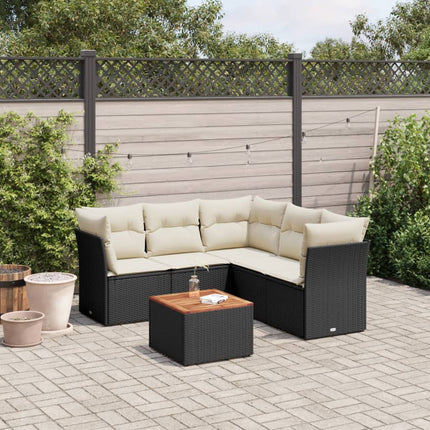 Loungegrupp med dynor 6 delar svart konstrotting
