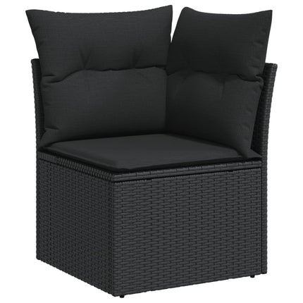 Loungegrupp med dynor 6 delar svart konstrotting