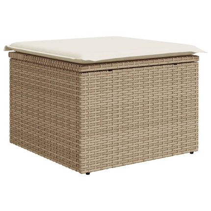 Soffgrupp för trädgården med dynor 6 delar beige konstrotting