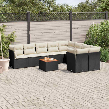 Loungegrupp 10 delar med svarta dynor konstrotting