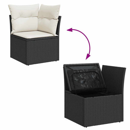 Loungegrupp 10 delar med svarta dynor konstrotting
