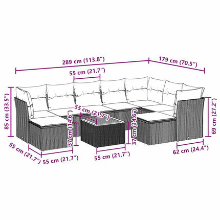 Loungegrupp 10 delar med svarta dynor konstrotting
