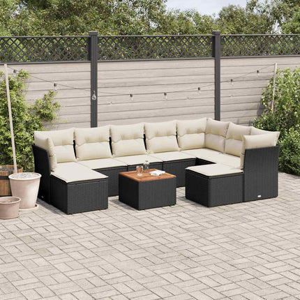 Loungegrupp 10 delar med svarta dynor konstrotting