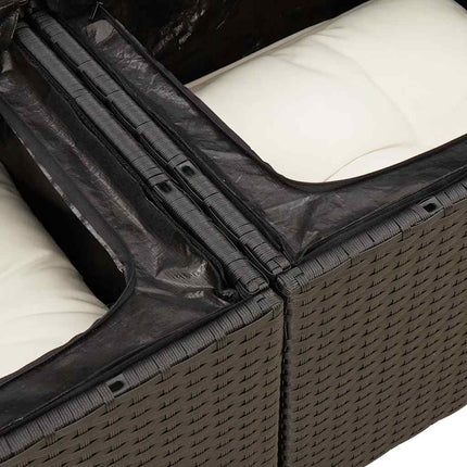 Loungegrupp för trädgården med dynor 5 delar svart konstrotting
