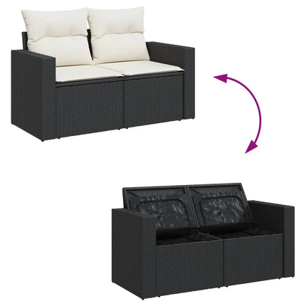 Loungegrupp med dynor 6 delar svart konstrotting