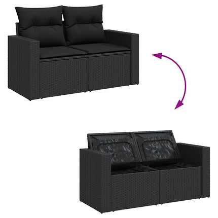 Loungegrupp för trädgården med dynor 8 delar svart konstrotting