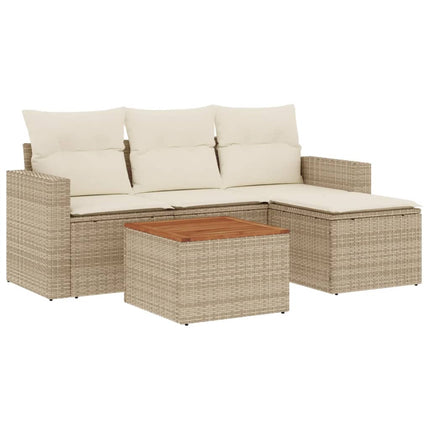 Soffgrupp för trädgården med dynor 5 delar beige konstrotting
