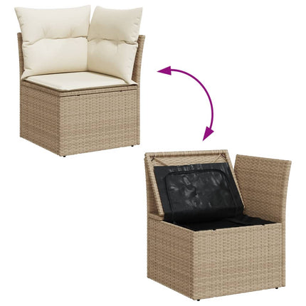 Soffgrupp för trädgården med dynor 5 delar beige konstrotting