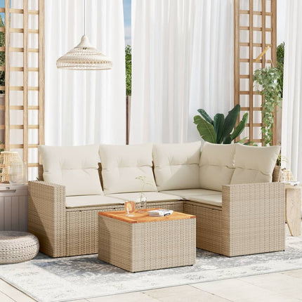 Soffgrupp för trädgården med dynor 5 delar beige konstrotting