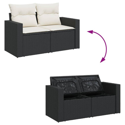 Loungegrupp med dynor 6 delar svart konstrotting