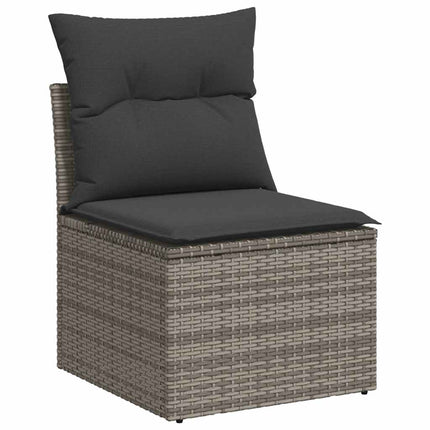 Loungegrupp för trädgården med dynor 6 delar grå konstrotting