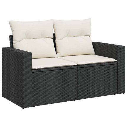 Loungegrupp 10 delar med svarta dynor konstrotting