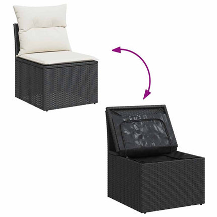 Loungegrupp 10 delar med svarta dynor konstrotting