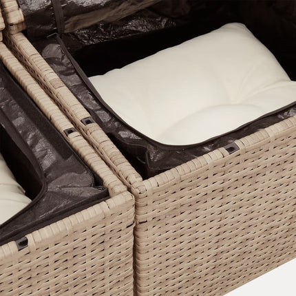 Soffgrupp för trädgården med dynor 9 delar beige konstrotting