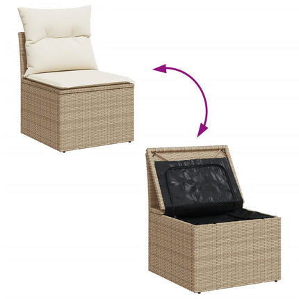 Soffgrupp för trädgården med dynor 9 delar beige konstrotting