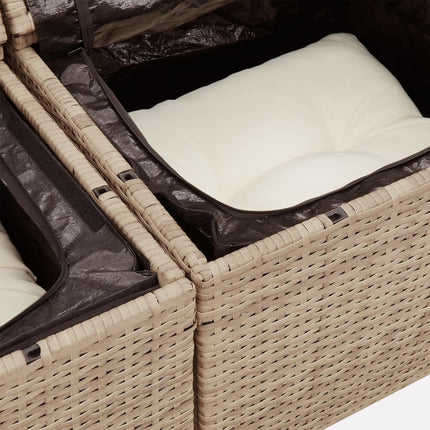 Matgrupp för trädgården med dynor 8 delar beige konstrotting