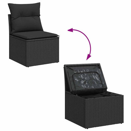 Loungegrupp 10 delar med svarta dynor konstrotting
