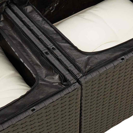 Loungegrupp 10 delar med svarta dynor konstrotting