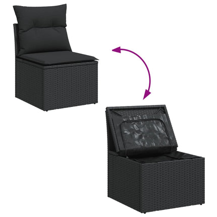 Loungegrupp 10 delar med svarta dynor konstrotting