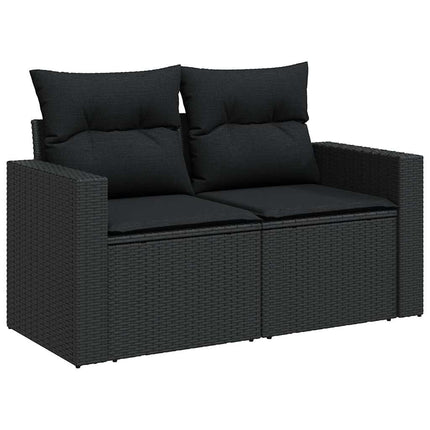 Loungegrupp med dynor 12 delar svart konstrotting