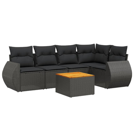 Loungegrupp med dynor 6 delar svart konstrotting