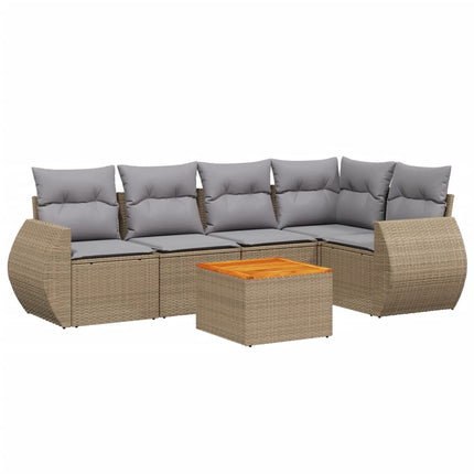 Soffgrupp för trädgården med dynor 6 delar beige konstrotting