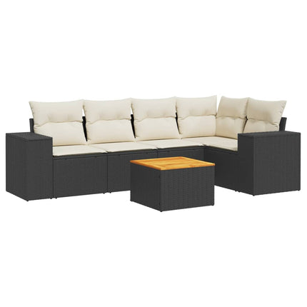 Loungegrupp med dynor 6 delar svart konstrotting