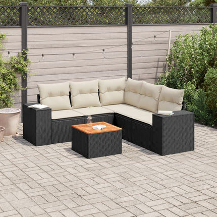 Loungegrupp med dynor 6 delar svart konstrotting