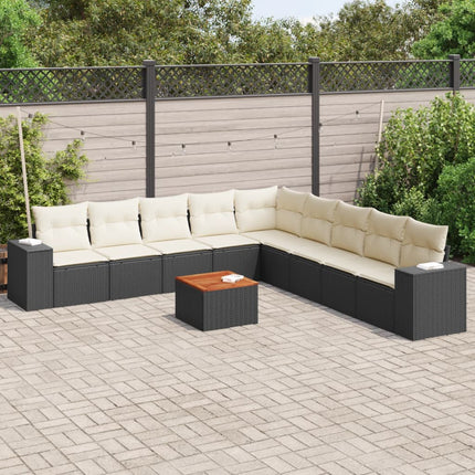 Loungegrupp 10 delar med svarta dynor konstrotting