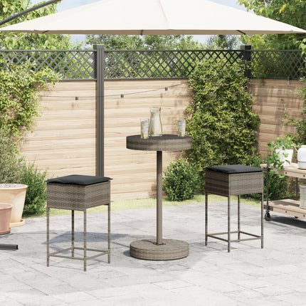 Bargrupp för trädgården med dynor 3 delar grå konstrotting